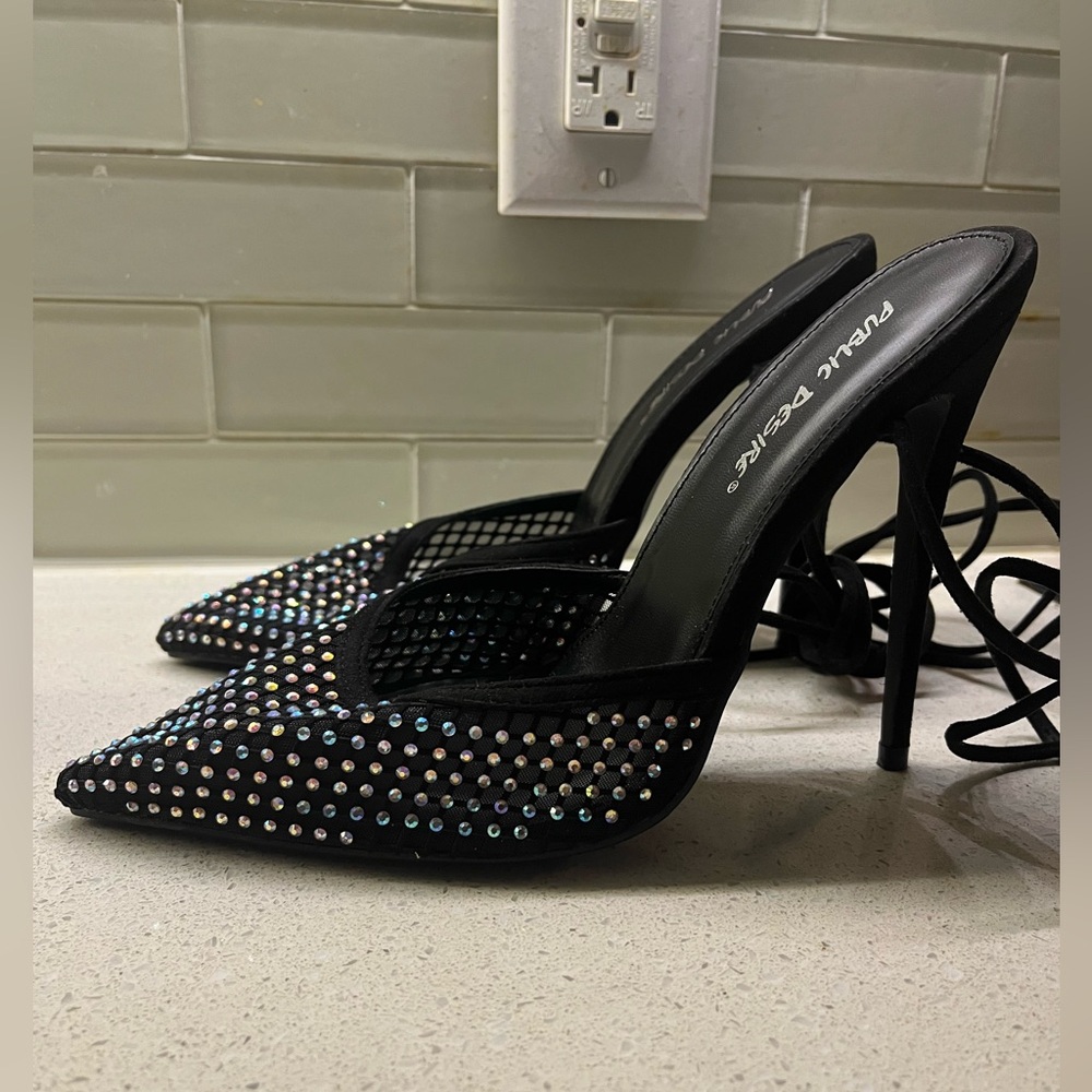 NEW Lace Up Stiletto Heels with Rhinestones